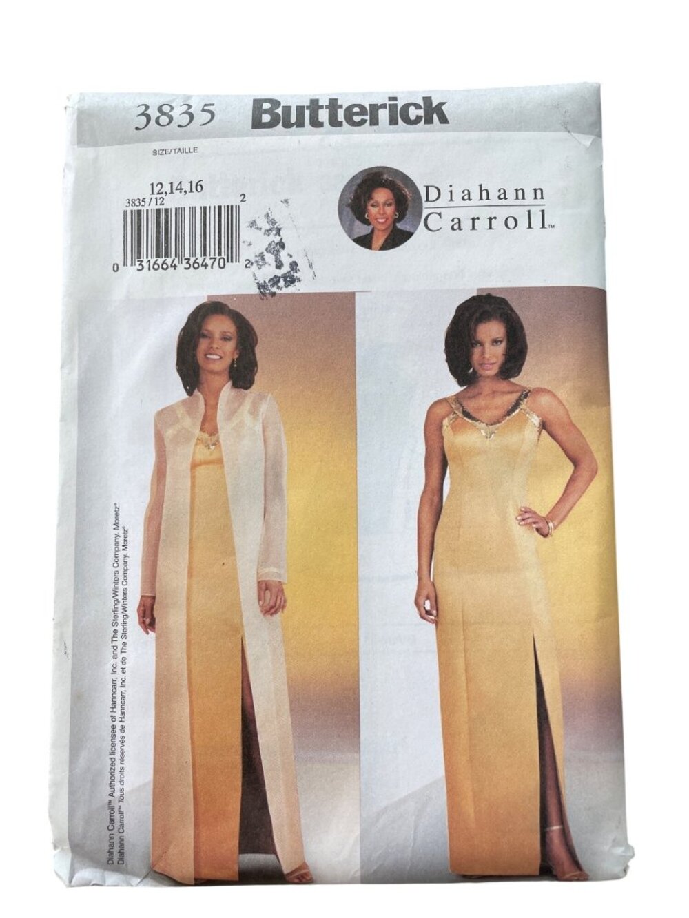 Butterick 3835 Sewing Pattern Sizes 12-14-16 Diahann Carroll Coat & Dress UNCUT